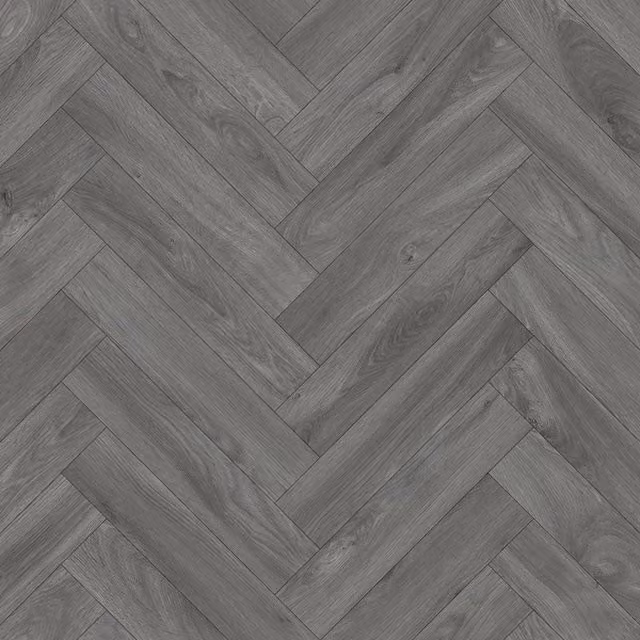 Vinyl Flooring UK Grey Herringbone Wood Effect Vinyl Flooring Sheet, W: 100 cm, L: 300 cm