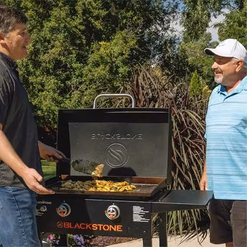 Blackstone 28 inch Black Griddle BBQ Station with Lid and Stainless Steel Cart – 2