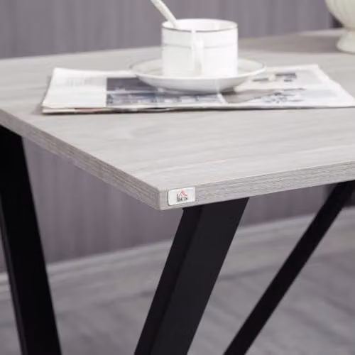 HOMCOM Modern Rectangular Bar Table with Marble Effect Top and Steel X-Frame Legs in White, W/D/H: 120 x 60 x 102 cm – 4