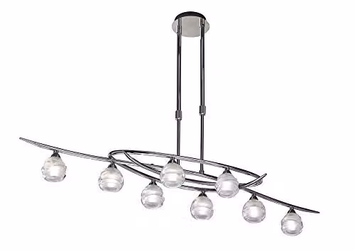 Mantra Loop 8 Light Suspended Pendant Light in Polished Chrome with Transparent Glass Rings