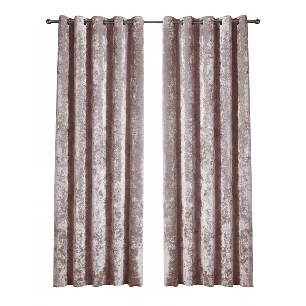 Snug City Pink Crushed Velvet Eyelet Curtains, Thermal Insulating and Opaque, Width: 168 cm, Drop: 183 cm – 2