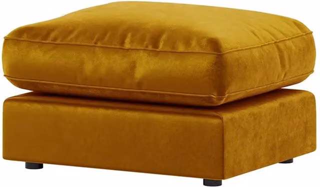 Furnishings For Less UK Brooklyn Gold Plush Velvet Cylindrical Footstool W/D/H: 42 x 42 x 55 cm