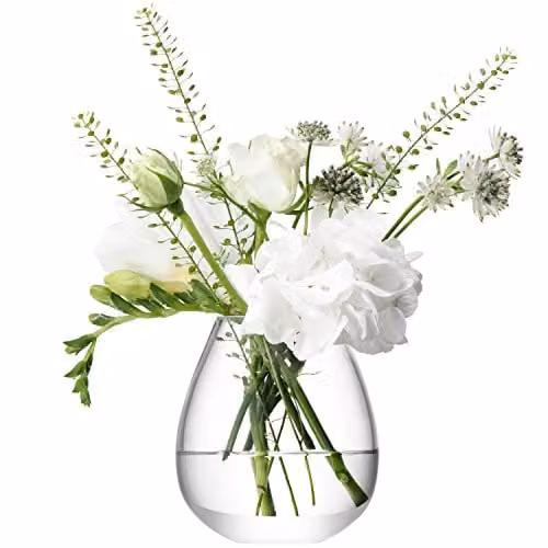 LSA International Flower Mini Table Vase, Handmade Clear Glass, Height: 9.5 cm