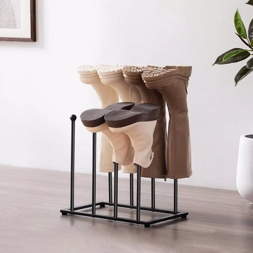 Kelvenix Black Metal Freestanding Wellington Boot and Shoe Rack for 4 Pairs – 4