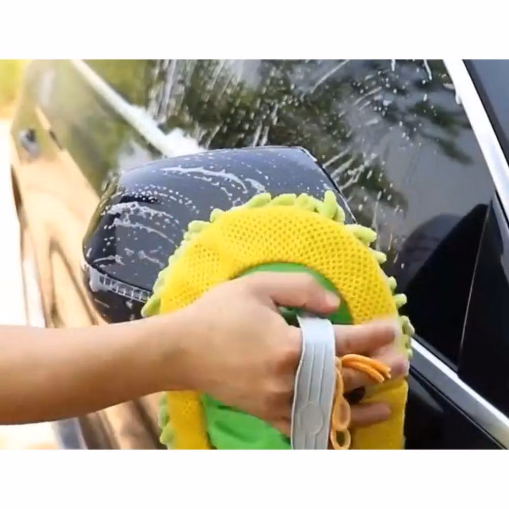 VOGREX Car Wash Cleaning Kit with Microfibre Mitt, Mop and Wheel Brush Set in Green – 4