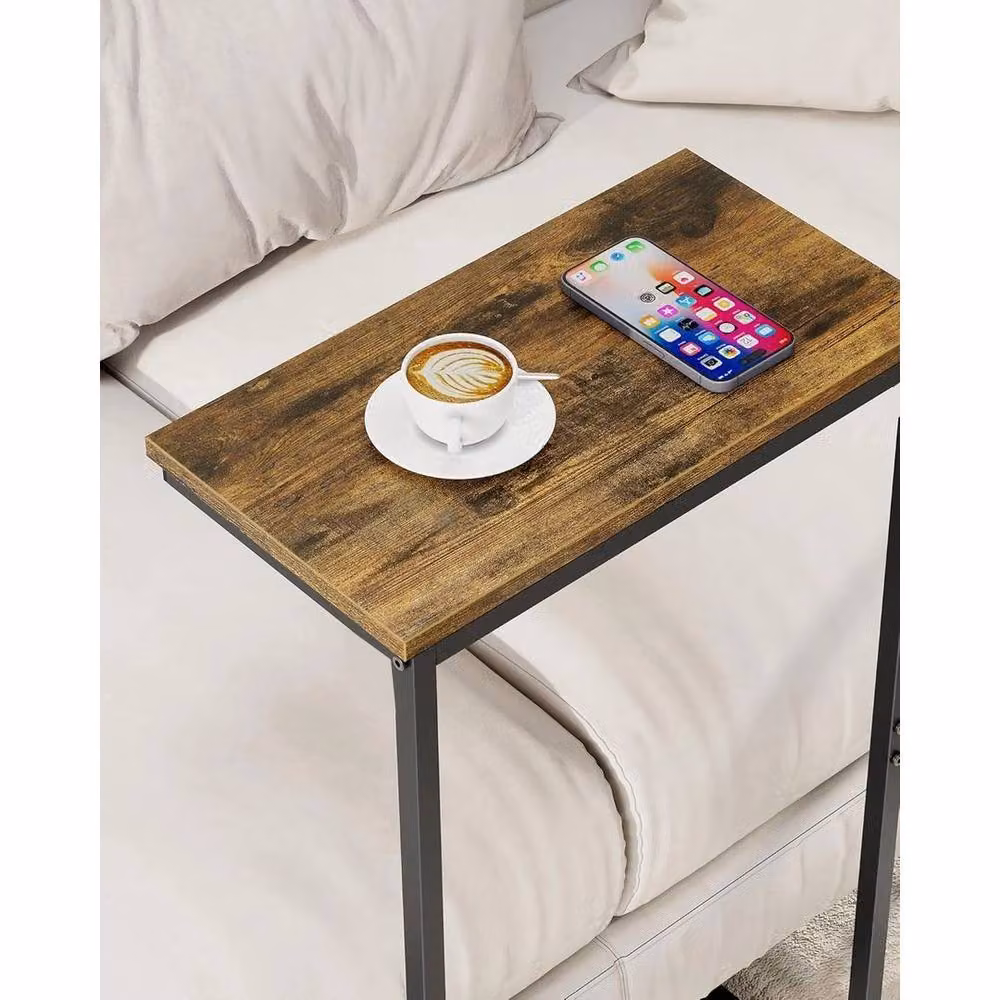 KORVIXA Adjustable C-Shaped Sofa Side Table in Brown – 2