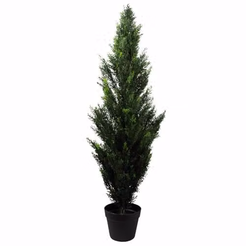 Leaf Artificial Cedar Cypress Topiary Tree in Green, Height: 120 cm – 1