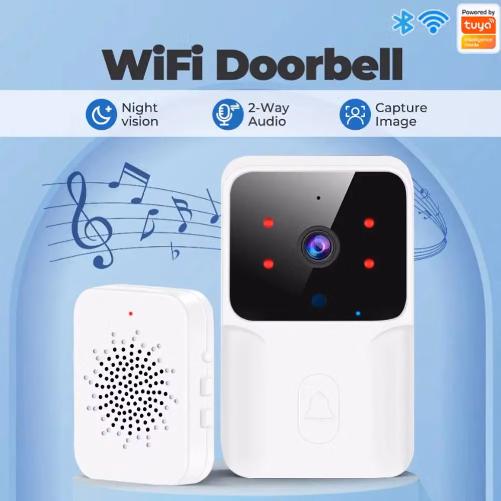 VOGREX Smart WiFi Wireless Video Doorbell Security Camera with Intercom in White – 2