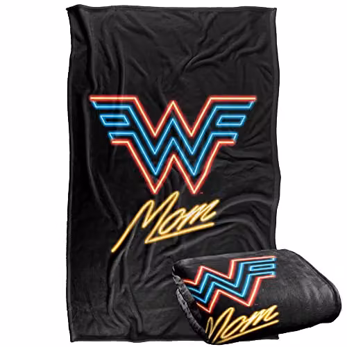 Warner Bros. Wonder Woman Movie Wonder Mon Neon Silky Touch Super Soft Fleece Throw Blanket, Multicolour, W: 91 cm, D: 147 cm – 1