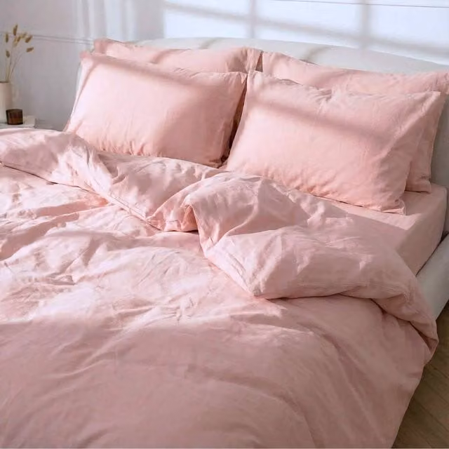 Bedable King Size Pink 100% Cotton Percale Cooling Bedding Bundle including Duvet Cover, Fitted Sheet, Duvet, 4 Pillowcases and 4 Pillows