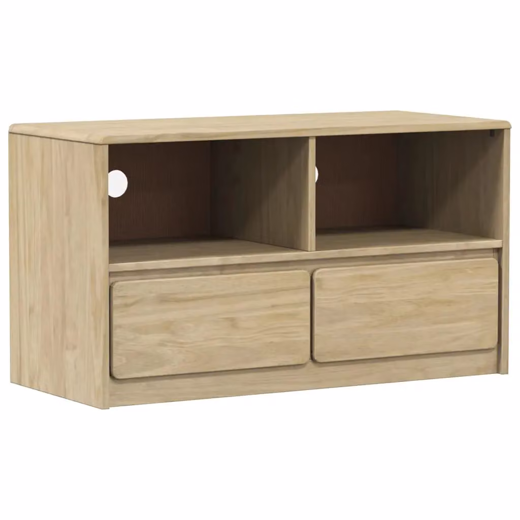 Berkfield Home SAUDA Oak TV Cabinet in Brown, Solid Wood Pine, W/D/H: 99 x 43 x 55 cm – 2