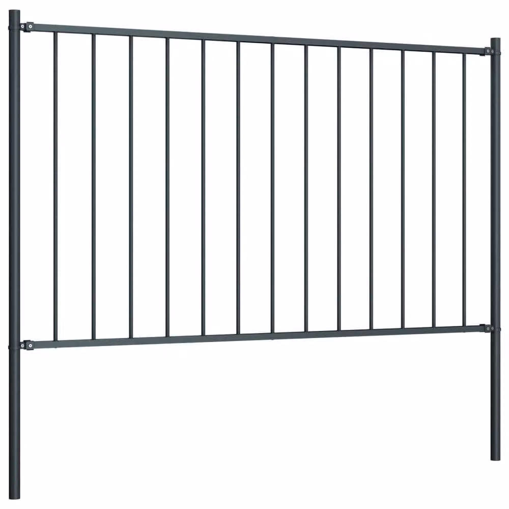 Berkfield Home Durable Powder-coated Steel Fence Panel with Posts, Anthracite Dark Grey, H: 170 cm, W: 100 cm – 2