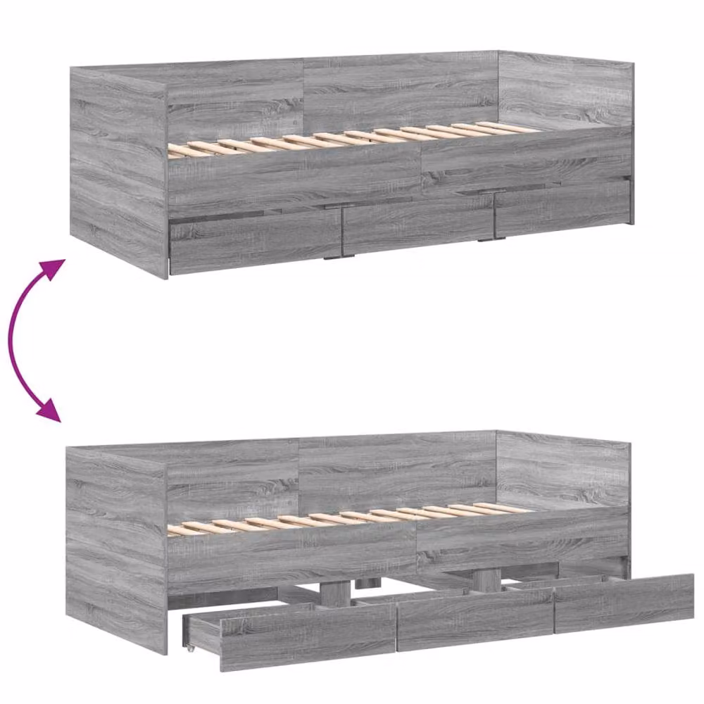 Berkfield Home Versatile Daybed with Drawers in Grey Sonoma, W/D/H: 200 x 100 x 65 cm – 4