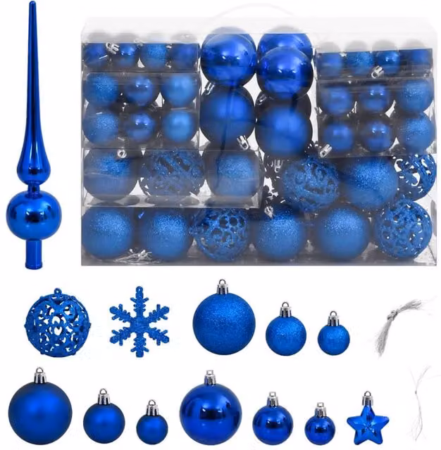 Berkfield Home 111 Piece Blue Christmas Bauble Set
