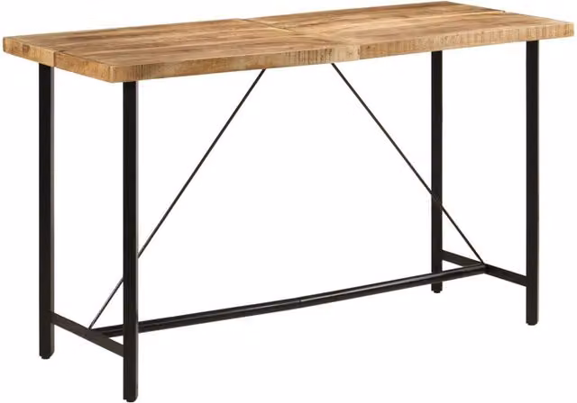 Berkfield Home Bar Table in Brown Mango Wood and Iron, W/D/H: 180 x 70 x 107 cm – 1