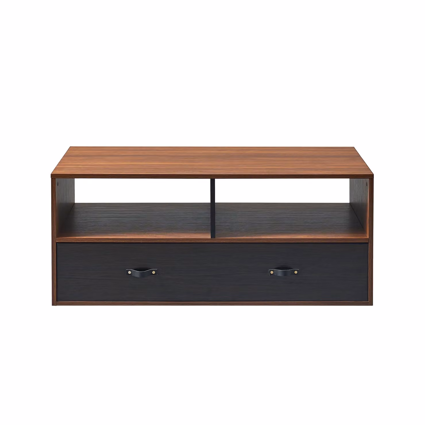 Teamson Home Mid Century Rectangular Coffee Table with Drawers and Open Storage Shelves in Brown Walnut – 2