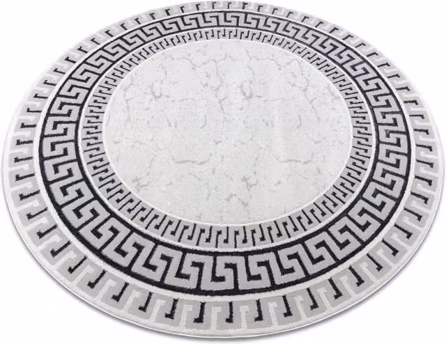 RugsX Allure Round Geometric Modern White Rug, Diameter: 100 cm – 1