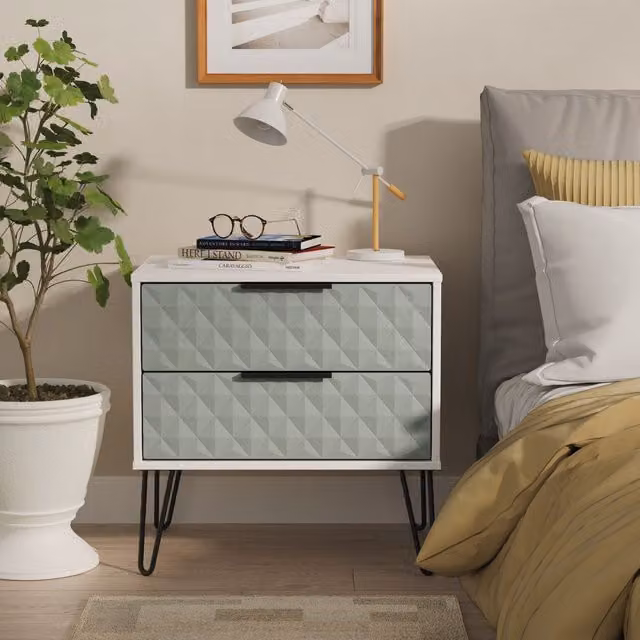 2 U Islay Ready Assembled 2 Drawer Side Table in Duck Egg Blue – 1