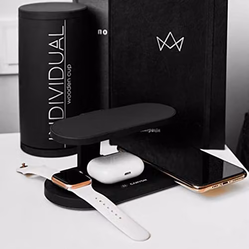 Canyon 5-in-1 Qi Wireless Charging Station with UV Steriliser, 24W Fast Charger with USB-A and USB-C, Black – 3