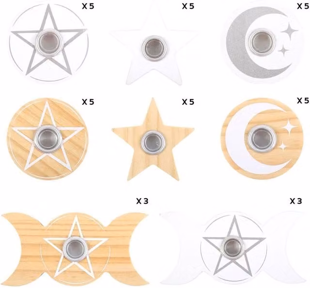 Something Different Spell Mixed Geometric Star Tealight Candle Holders, White, Pack of 36