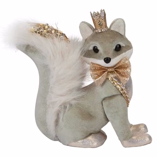 VFM e-Store Christmas Velvet Fox Tabletop Decoration, Green, H: 20 cm x W: 9 cm – 1
