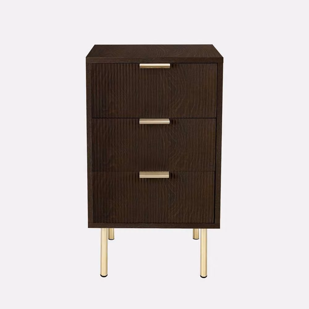 OHS Ribbed 3-Drawer Bedside Cabinet in Walnut Engineered Wood – 2
