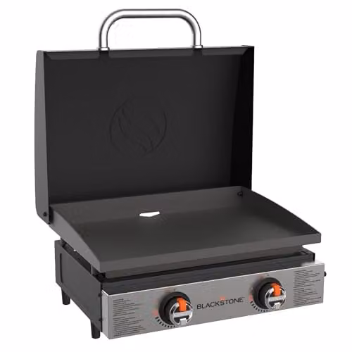 Blackstone 2144 22" (56 cm) Tabletop Gas Griddle BBQ with Hood in Stainless Steel and Black/Grey