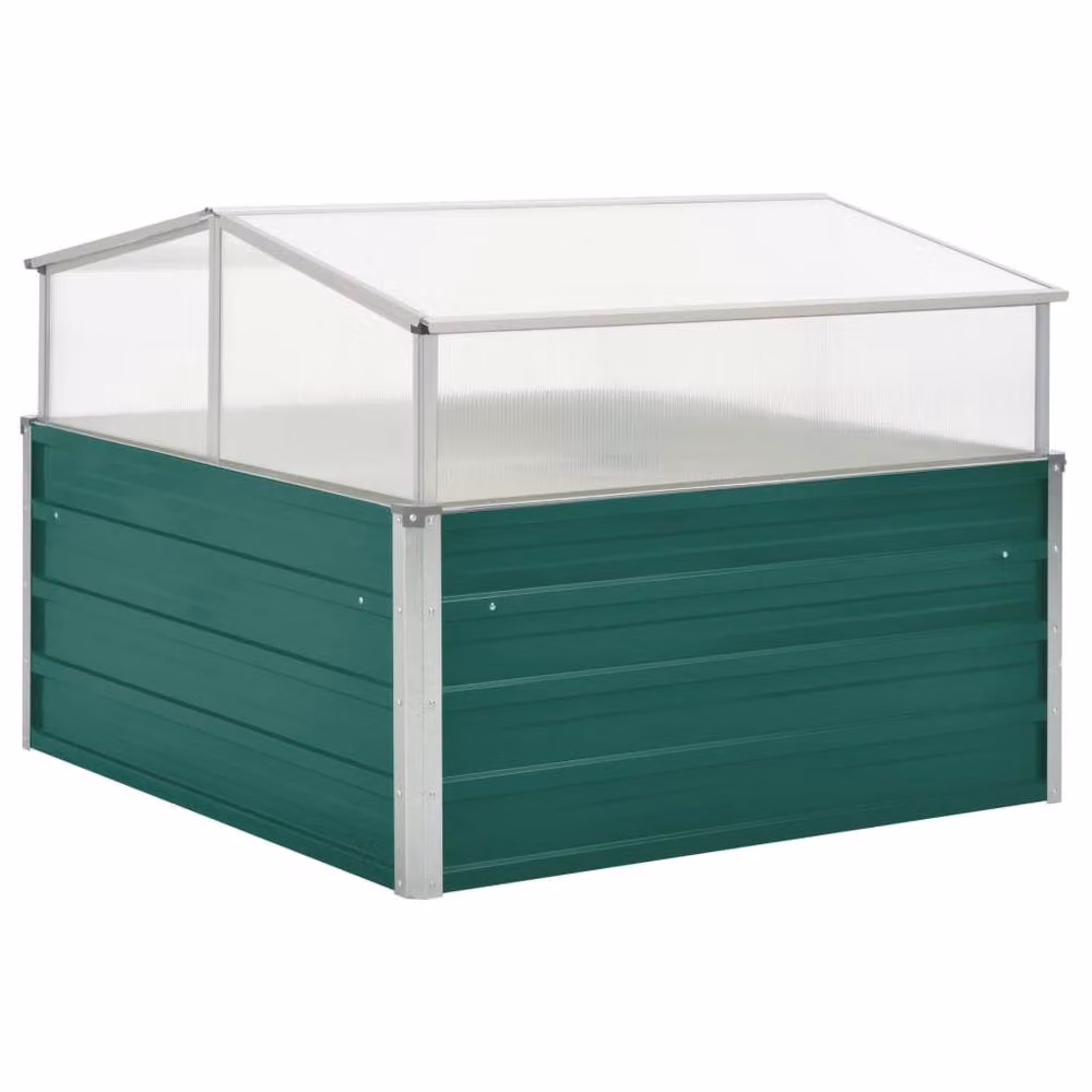 Berkfield Home Greenhouse in Green and Anthracite, Galvanised Steel and Aluminium with Polycarbonate, W/D/H: 100 x 100 x 77 cm – 2