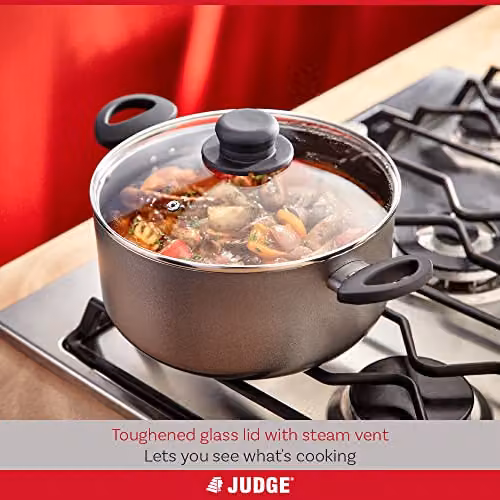 Judge Everyday 24cm Non-Stick Casserole Pot with Glass Lid, 4L, Silver – 6