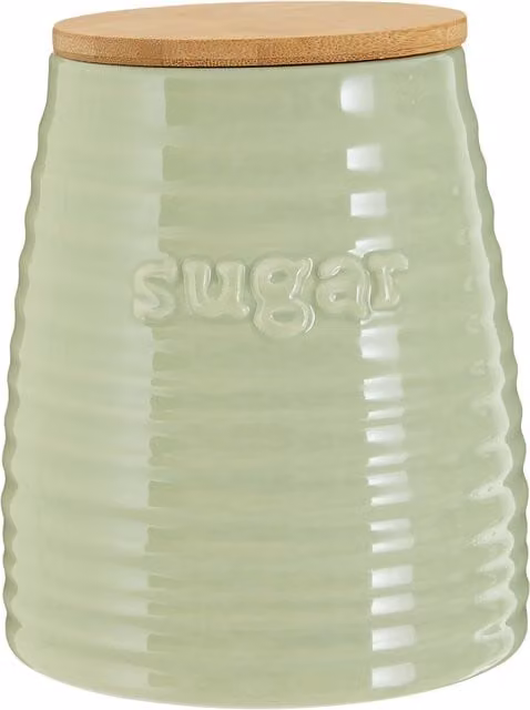 Orsina Maison by Premier Winnie Green Dolomite Airtight Sugar Canister with Bamboo Lid