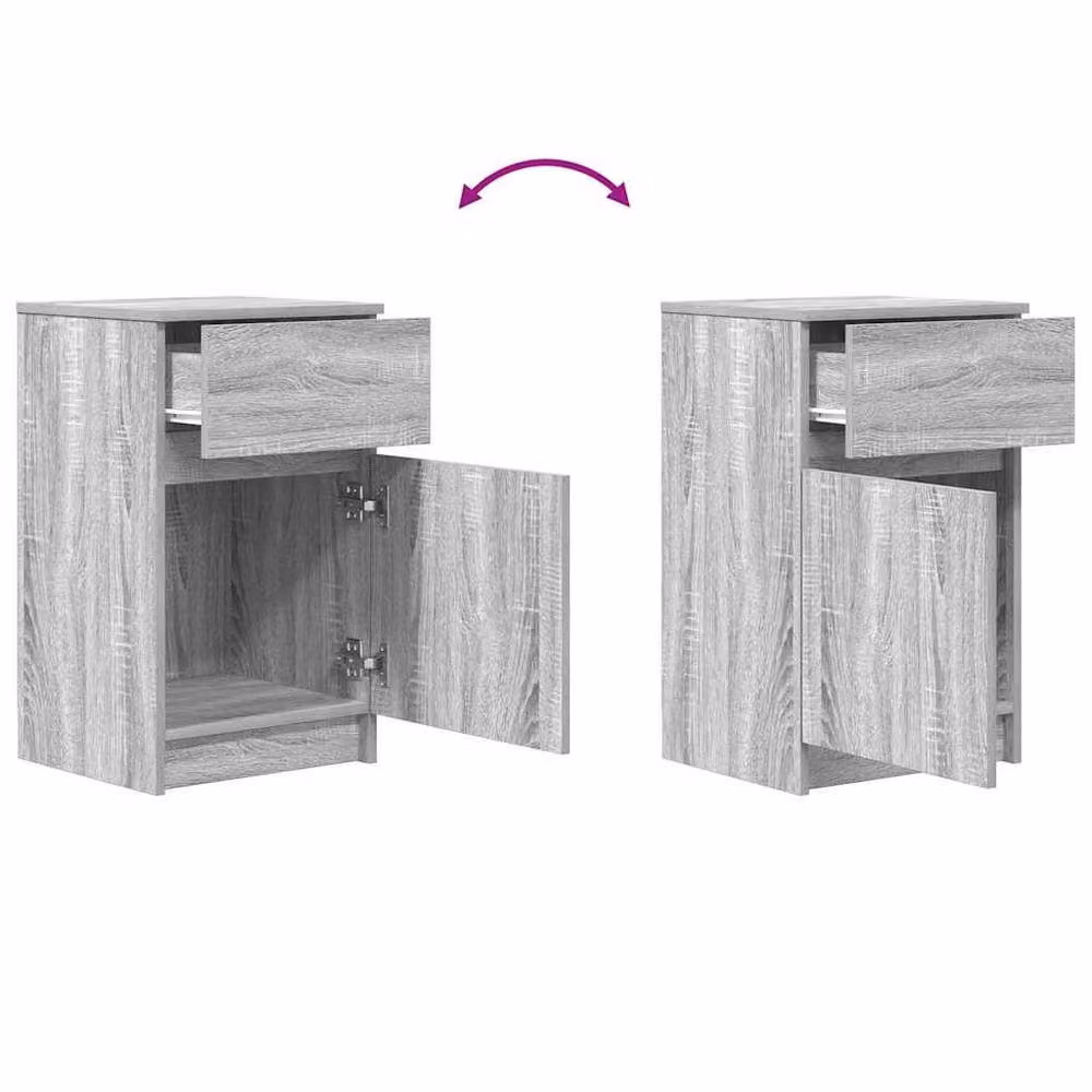 Berkfield Home Set of 2 Durable Bedside Cabinets in Grey Sonoma, W/D/H: 39 x 35 x 65 cm – 3