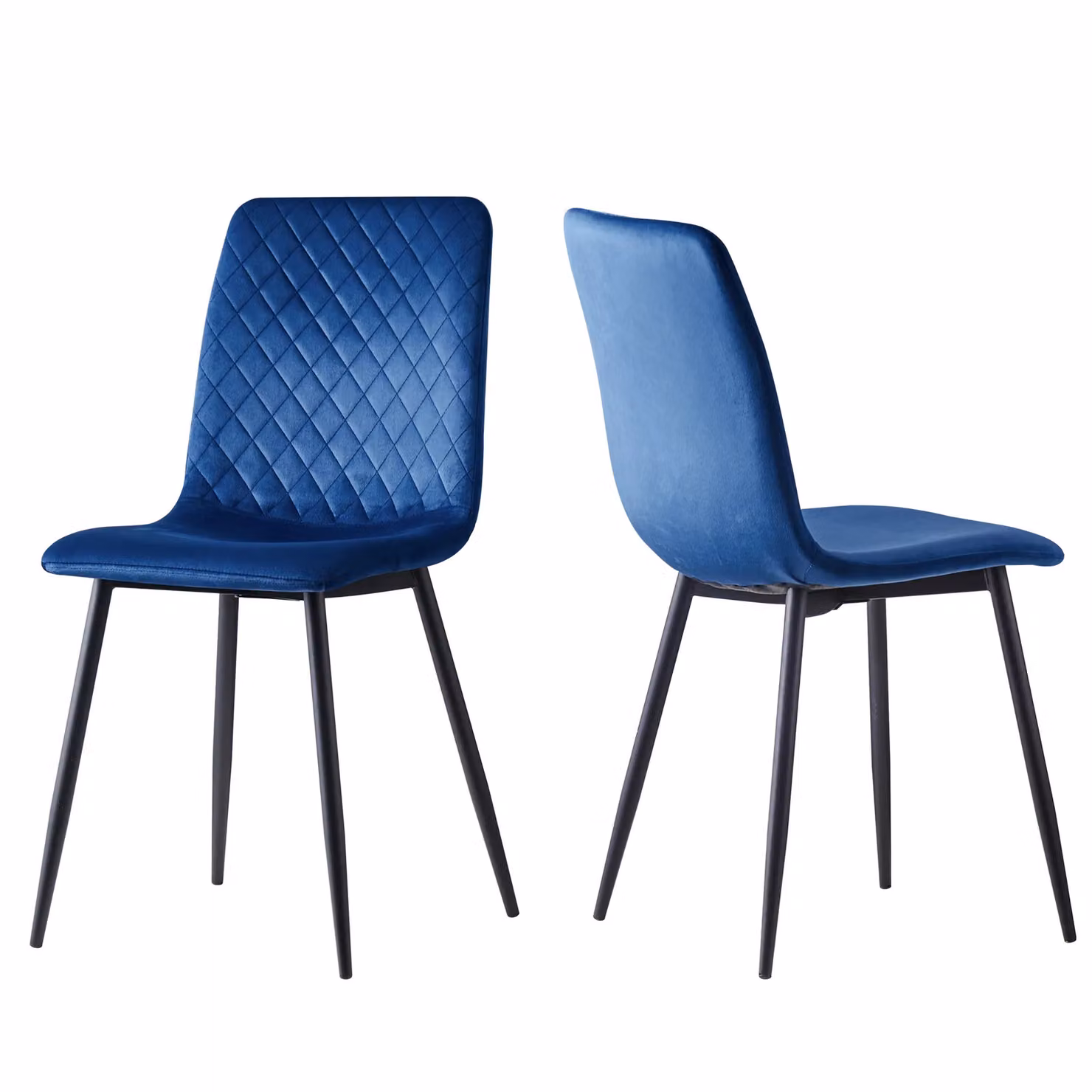 MCC Direct Lexi Set of 4 Modern Velvet Fabric Upholstered Dining Chairs with Metal Frame in Blue – 2