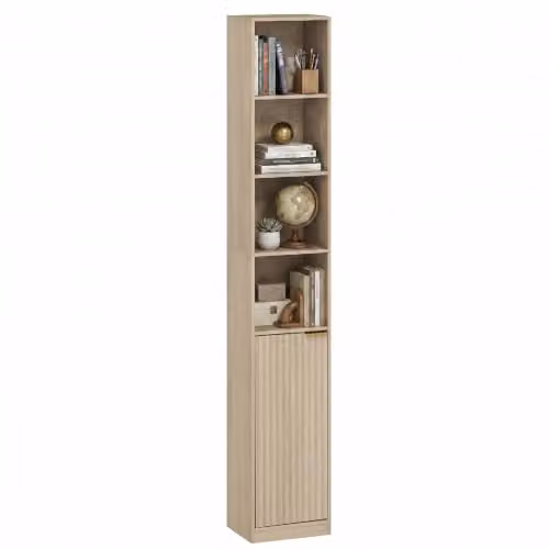 HOMCOM 6-Tier Modern Wood Effect Bookcase in Brown and Gold, H 182 x W 30 x D 24 cm – 1