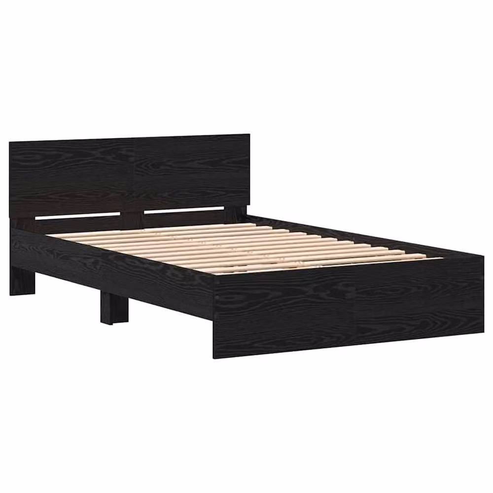 Berkfield Home Classic Solid Wood Bed Frame with Headboard and Lift Up Base, Black Oak, W: 120 cm, L: 190 cm – 3