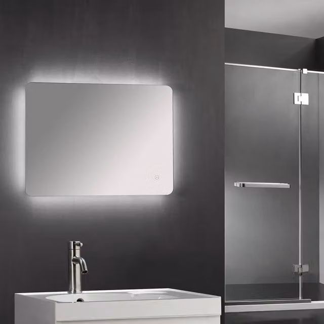 Bathroom Kingdom Bea Backlit Illuminated LED Mirror in Silver, W: 80 cm, H: 60 cm