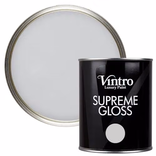 Vintro Bidston Grey High Gloss Water Based Paint for Wood and Walls, 1 Litre