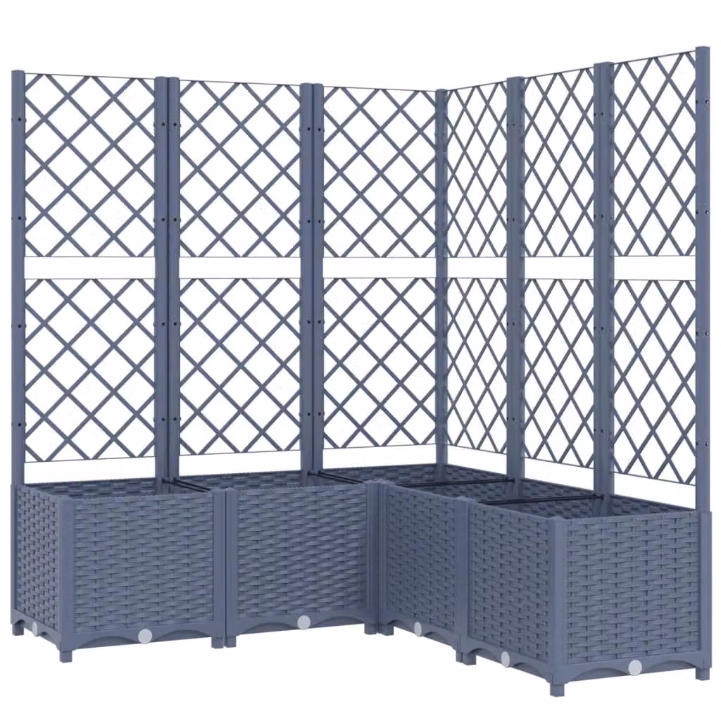 Berkfield Home Garden Planter with Trellis in Dark Grey, W/D/H: 120 x 120 x 136 cm – 2