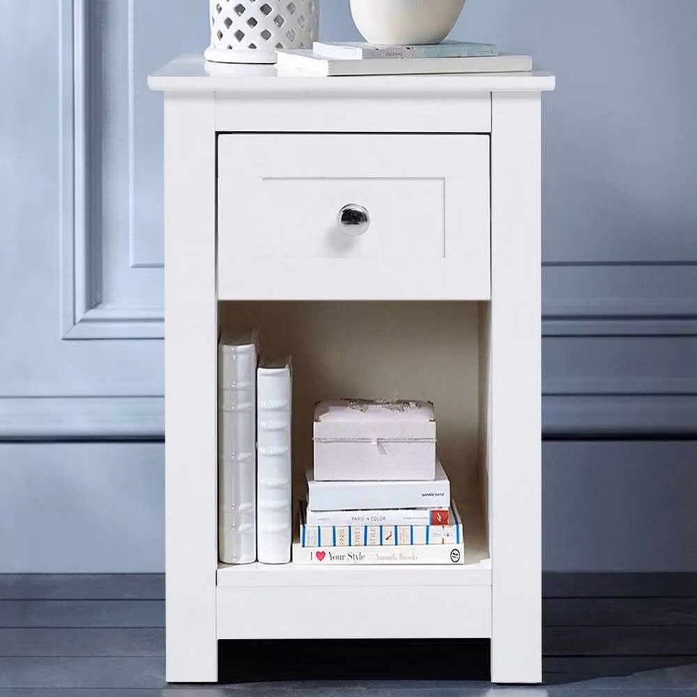 FORGEVIO White Small Narrow Square Side Table – 2