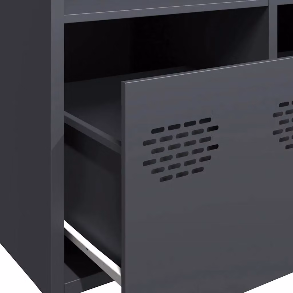 Berkfield Home Anthracite Matt Metal Sideboard W/D/H: 101.5 x 39 x 73.5 cm – 4