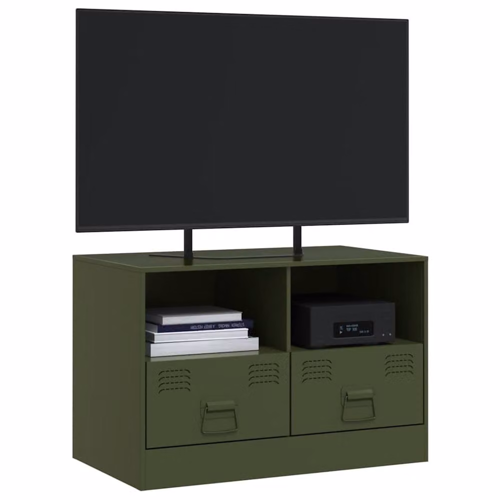 Berkfield Home Industrial Metal TV Cabinet in Olive Green, W/D/H: 67 x 39 x 44 cm – 4
