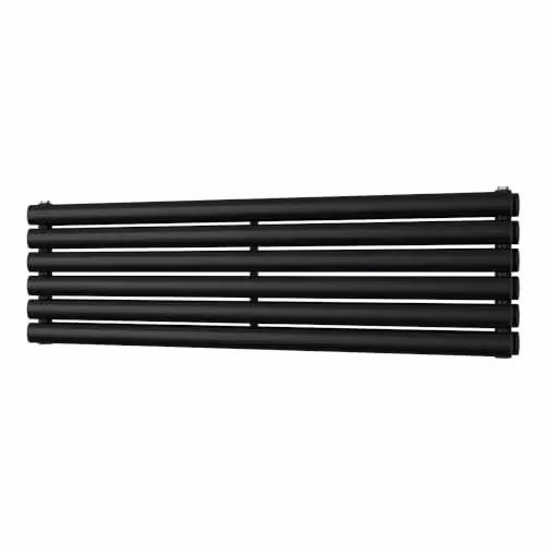 UK Radiators Omeara Axis Black Elliptical Tube Horizontal Designer Double Panel Radiator W: 120 cm, H: 34.8 cm – 2