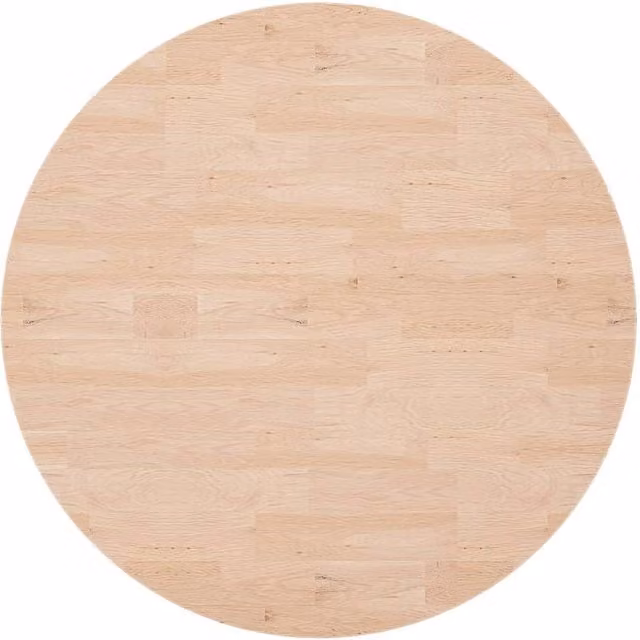Berkfield Home Round Untreated Solid Oak Table Top in Natural, Diameter: 90 cm, Thickness: 4 cm