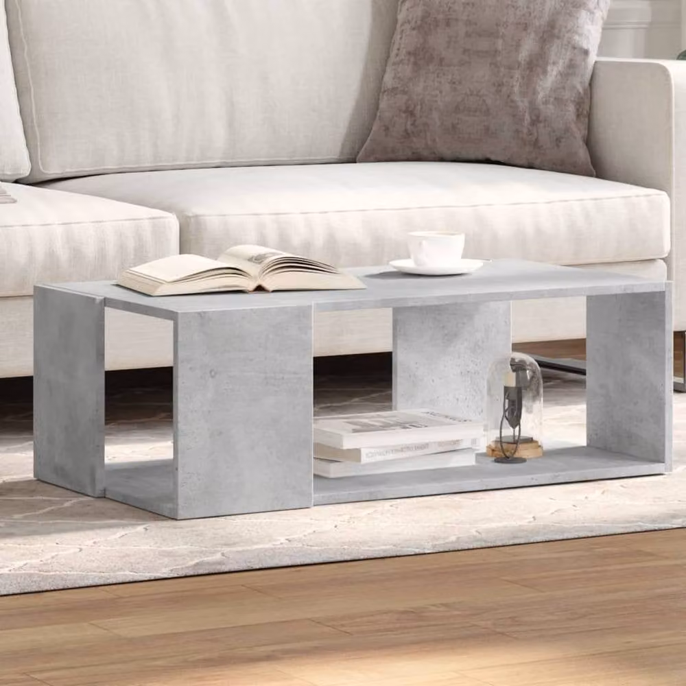 Berkfield Home Modern Rectangular Coffee Table in Concrete Grey, W/D/H: 89.5 x 48 x 30 cm – 2