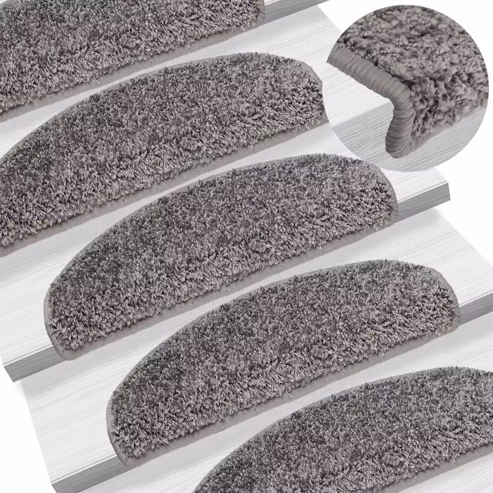 Berkfield Home Non-Slip Self-Adhesive Stair Mats, 10 Pack, Grey, W/D/H: 65 x 21 x 4 cm – 2