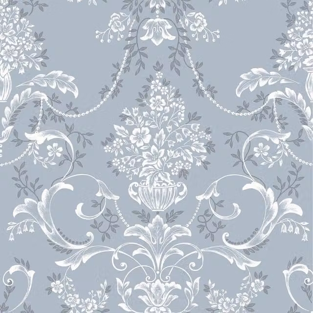 Rasch Amelie Damask Floral Botanical Wallpaper in Blue