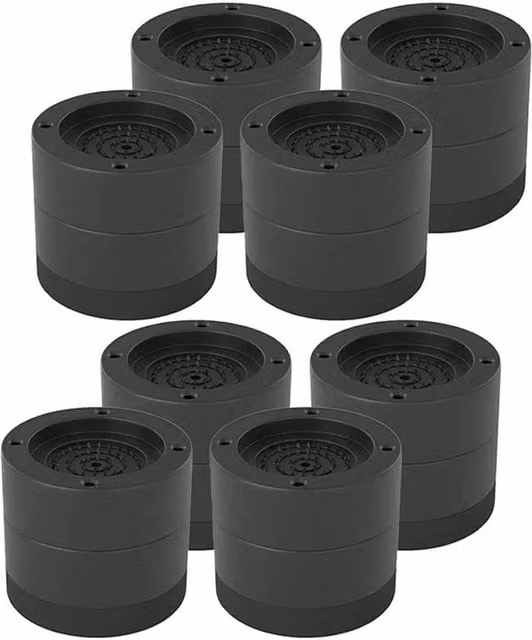 EONLION 8-Piece Set of Round Bed Risers in Black