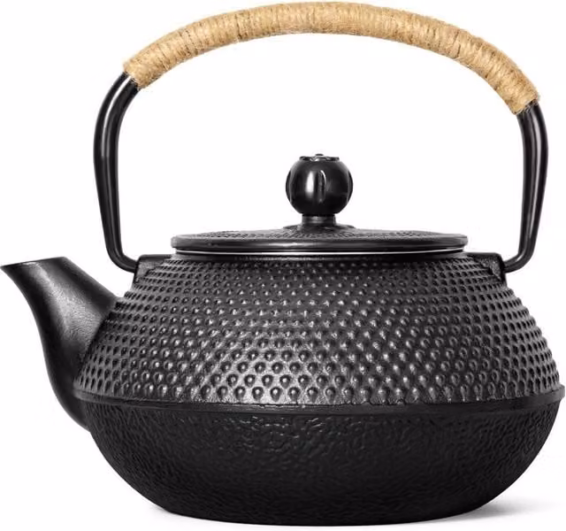NESTLUNE Cast Iron Teapot with Infuser, Black, 800ml – 1