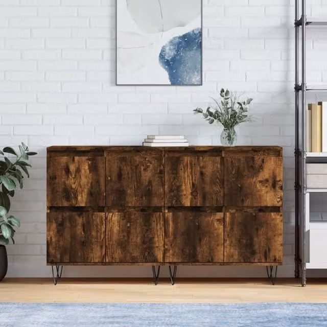 Berkfield Home Set of 2 Smoked Oak Sideboards in Brown – 1