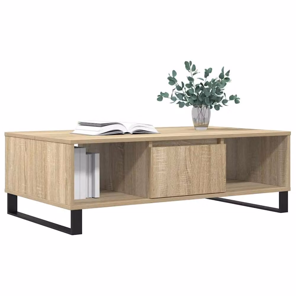 Berkfield Home Sonoma Oak Coffee Table in Light Brown, W/D/H: 104 x 60 x 35 cm – 2