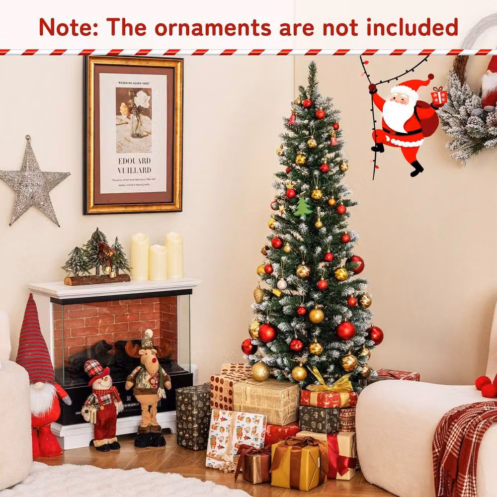 Costway 5 FT Pre-lit Artificial Christmas Tree with Switchable LED Lights in Green, Height: 152.4 cm – 3